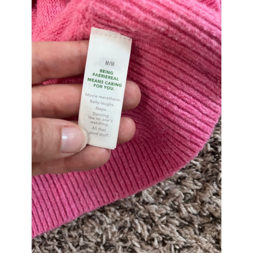 Aerie Womens Pink Oversized Crewneck Sweater Knit Pullover Medium M - Picture 7 of 9